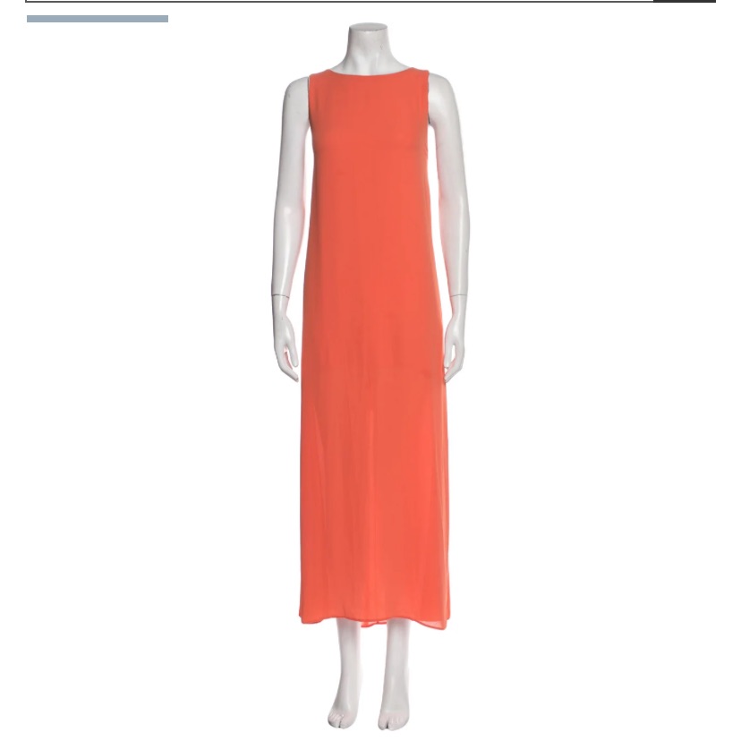 Alice + Olivia Coral Orange Bateau Long Line Sheath Dress W Side Slits
